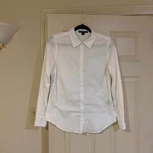 Boston Proper White Cotton Blouse sz M